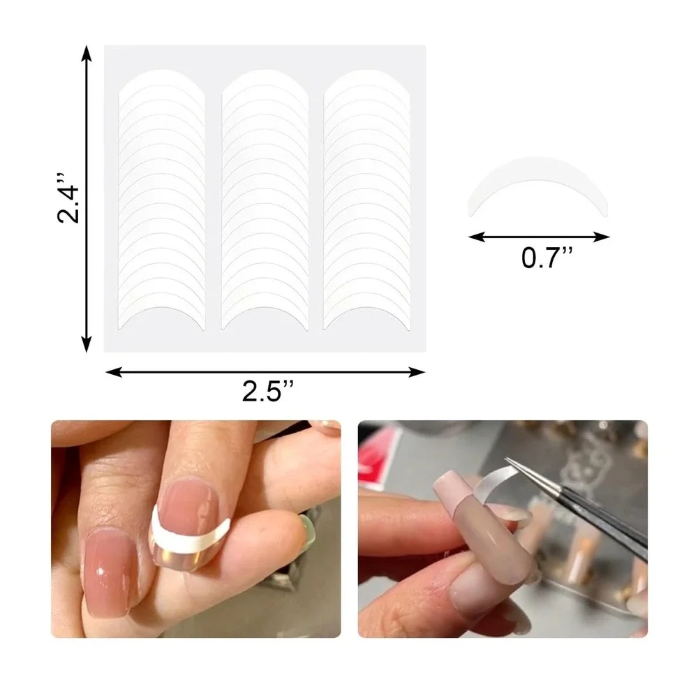 French Manicure Nail Tip Self Adhesive Crescent Stencil Stickers 576 Count